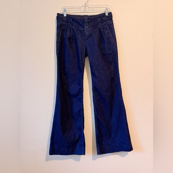 Banana Republic Denim - Banana Republic Women’s Navy Blue High Waist Button Front Pants Size 4 Stretch